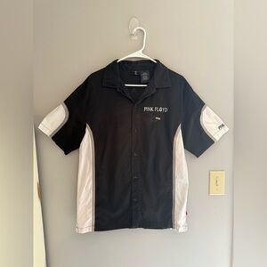 VTG Anthill Pink Floyd Dark Side of The Moon Shirt SZ L Black Embroidered Button